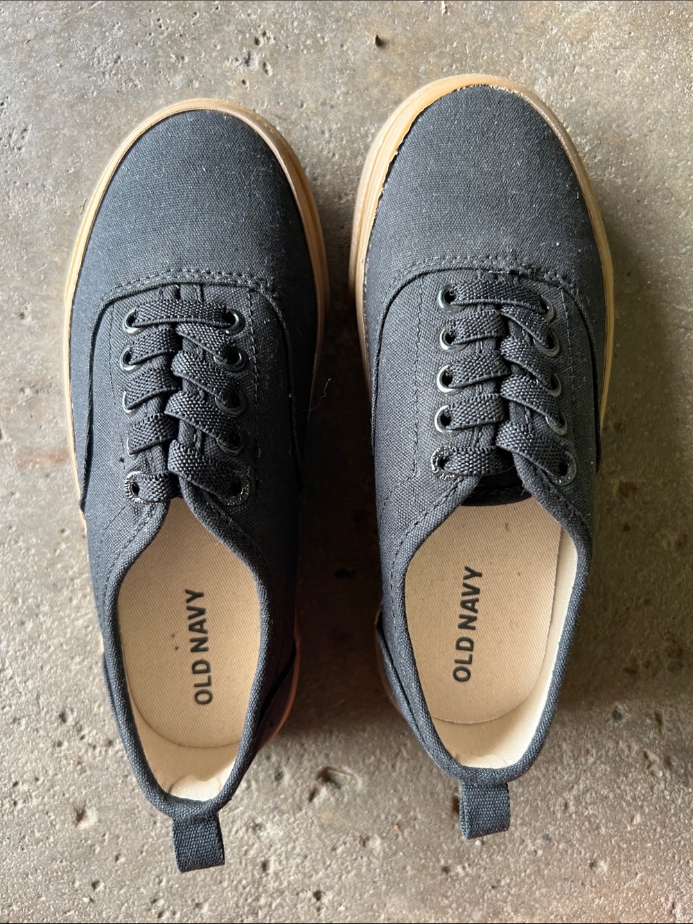 Old Navy Black Canvas Sneakers with Tan Sole